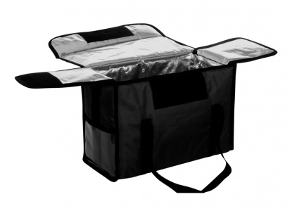 Термосумка (черная) для обедов 450х200х300 мм фольгированная