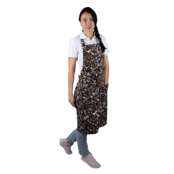 Купить фартук "гриль" поварёшки и кастрюли на коричневом фоне [00301] – цена от завода, доставка до двери | RuOborudovanie.ru
