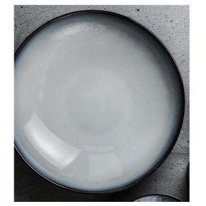 Тарелка глубокая 24,5СМ, серия Four Elements Smog (ЧЕРНО-белый глянец) 4E_24,5_Гл_Sm